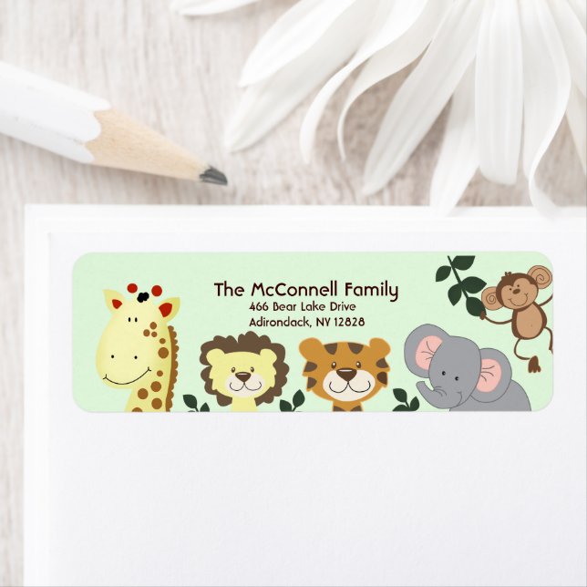 Jungle Safari Zoo Animals Return Address (Insitu)