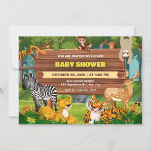 Jungle Safari zoo wildlife baby shower Invitation