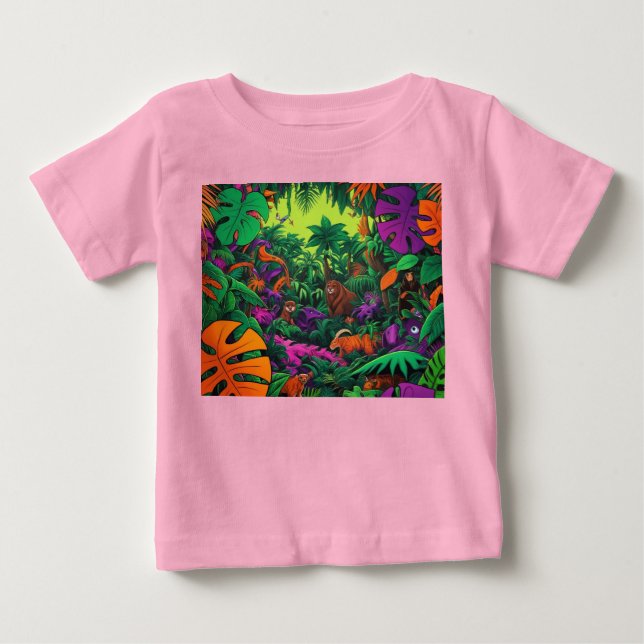 Jungle Scene Exotic Animals T-Shirt (Front)
