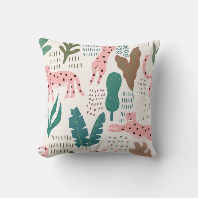 Jungle seamless pattern throw pillow (Front)