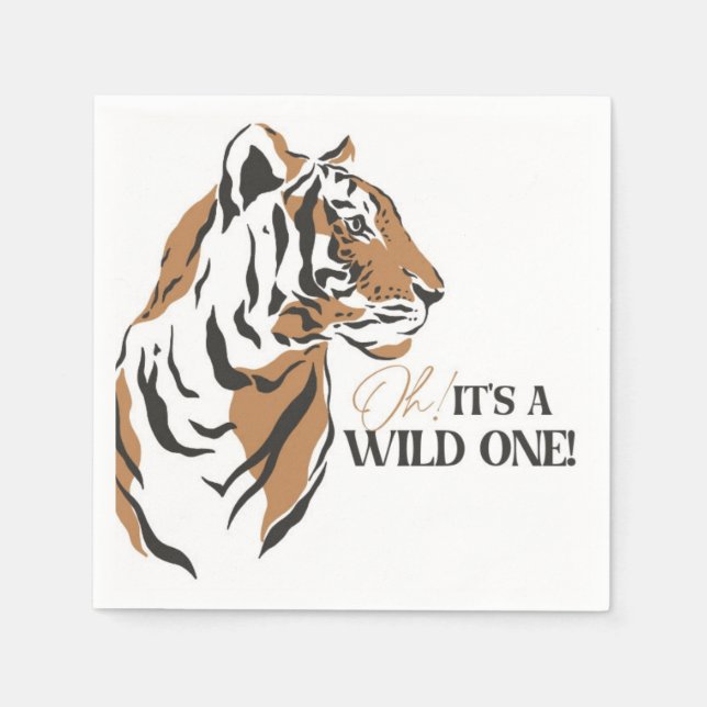 Jungle Siberian tiger wild one first birthday Napkin (Front)