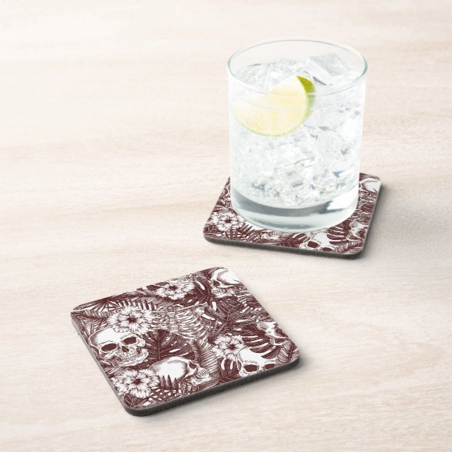 Jungle Skulls Cork-Backed Coasters (Right Side)