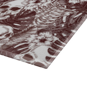 Jungle Skulls Glass Cutting Board