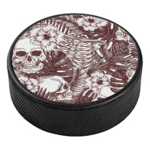 Jungle Skulls Hockey Puck