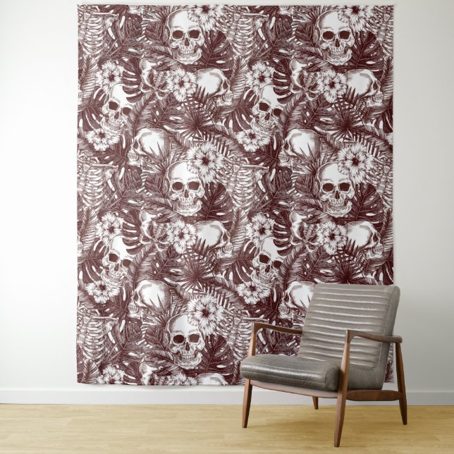 Jungle Skulls Tapestry (In Situ)