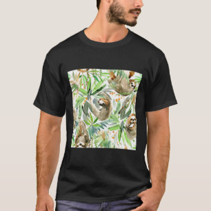 Jungle Sloth On Green T-Shirt