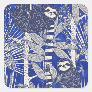 Jungle Sloths Square Sticker
