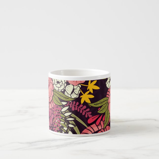 Jungle snakes, tropical flowers, vintage pattern. espresso cup (Front)