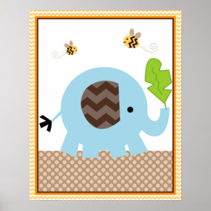 Jungle Stack Elephant Baby Nursery Art Poster