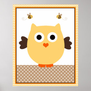 Jungle Stack Owl Baby Nursery Art Poster