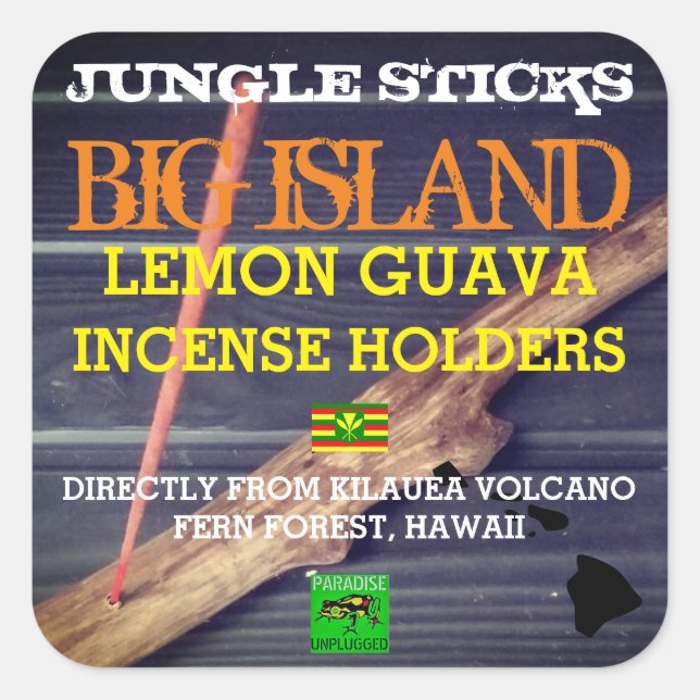 JUNGLE STICKS  LEMON GUAVA INCENSE HOLDERS SQUARE STICKER (Front)