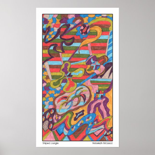 "Jungle Stripes I" Abstract Art Poster (Front)