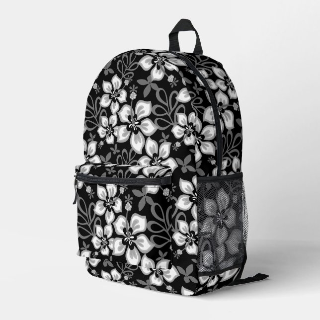 JUNGLE SURF PATTERN IN BLACK PRINTED BACKPACK (Back Corner Right)