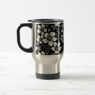 JUNGLE SURF PATTERN IN BLACK TRAVEL MUG