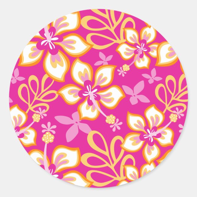 JUNGLE SURF (PINK COMBO) CLASSIC ROUND STICKER (Front)