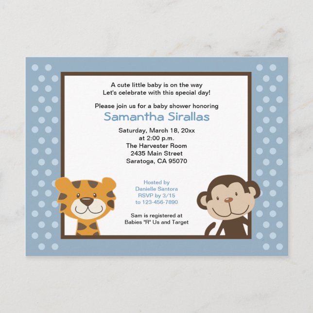 Jungle Tales Jungle Safari Baby Shower Post Card (Front)