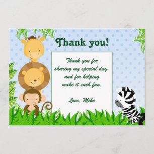 Jungle Thank You Card Birthday Baby Boy Shower