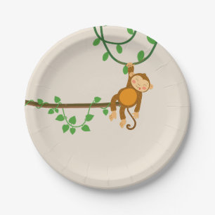 jungle theme birthday kids monkey paper plate