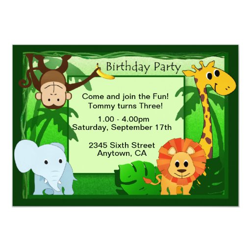 Jungle Theme Invitation Card 5