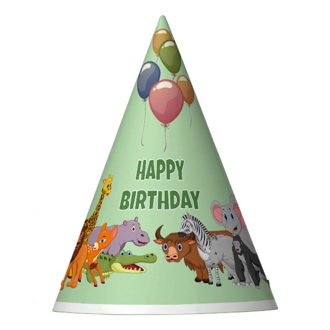 Jungle Theme Child birthday Party Hat (Front)