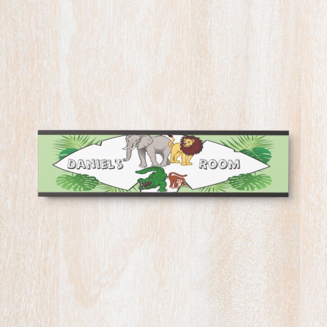 Jungle Theme Children's Bedroom Door Name Plaque Door Sign (Front)