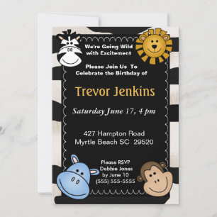 Jungle  Theme Kids Birthday Invitation