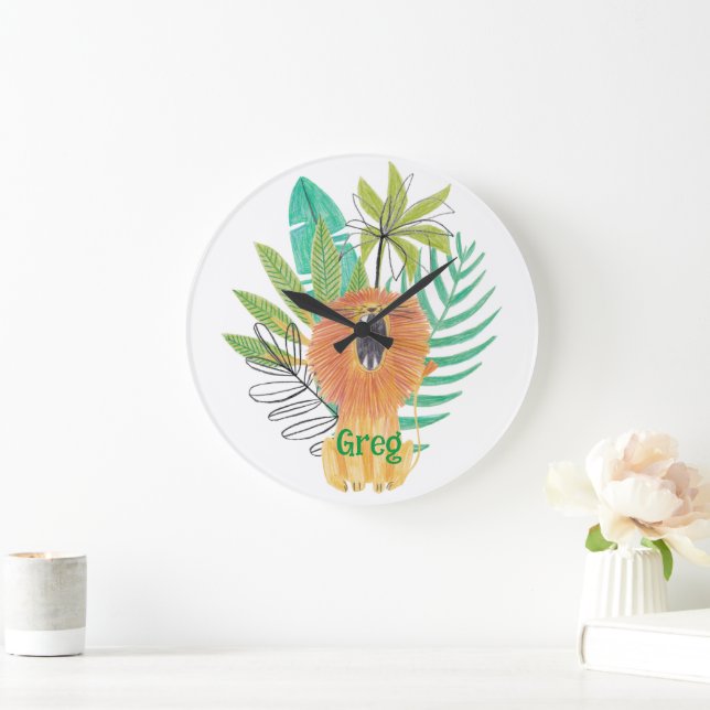 Jungle Theme Nursery Decor Large Clock (Home)