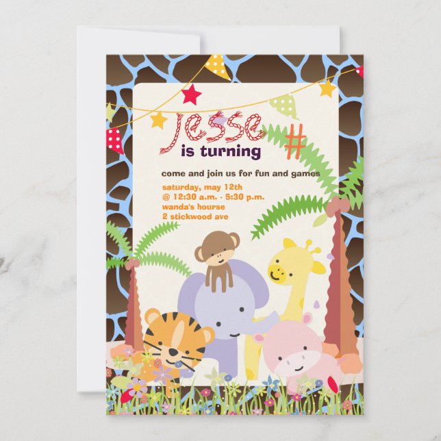 Jungle Theme/Personalized Party/photo/DIY colour Invitation (Front)