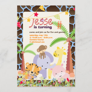 Jungle Theme/Personalized Party/photo/DIY colour Invitation
