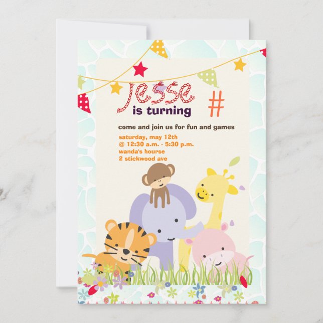 Jungle Theme/Personalized Party/photo Invitation (Front)