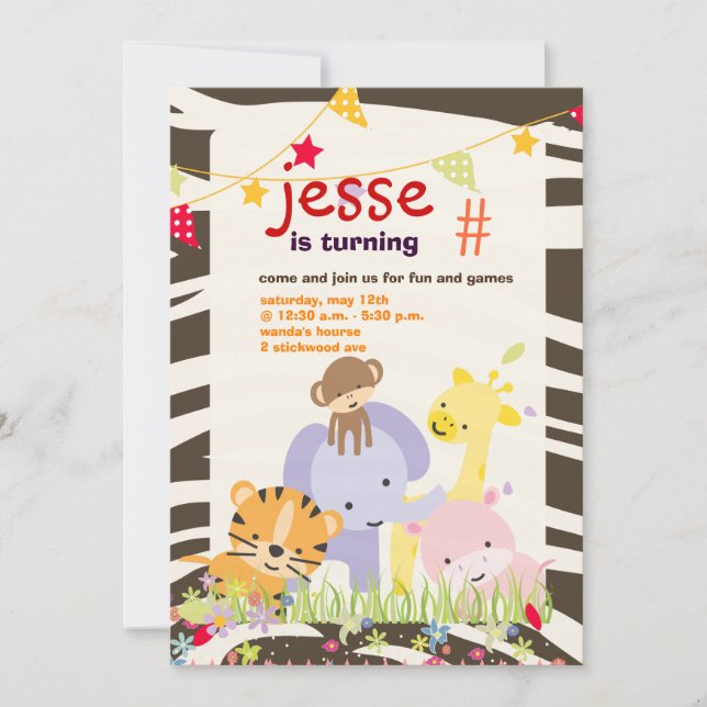 Jungle Theme/Personalized Party/photo Invitation (Front)