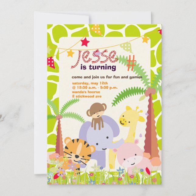 Jungle Theme/Personalized Party/photo Invitation (Front)