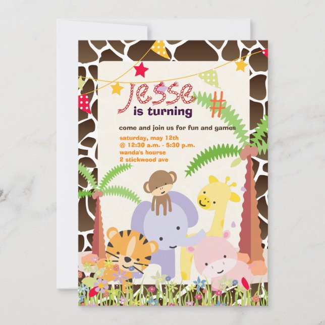 Jungle Theme/Personalized Party/photo Invitation (Front)
