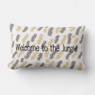 Jungle Theme Taupe Grey Swish Design Lumbar Pillow