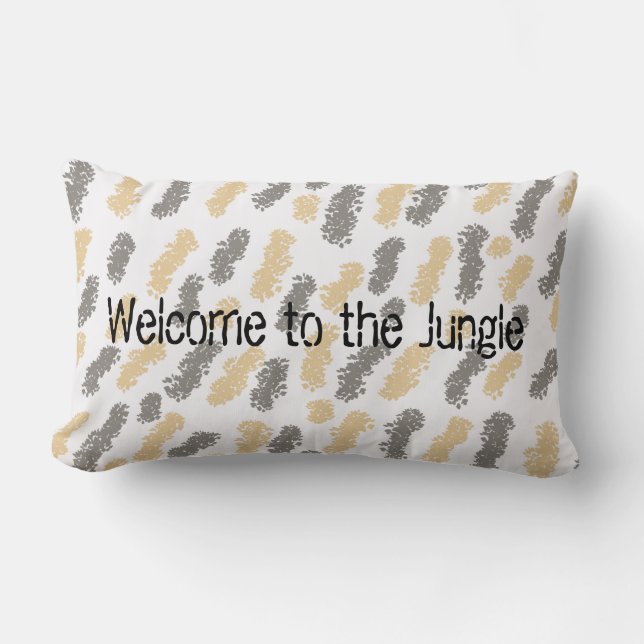 Jungle Theme Taupe Grey Swish Design Lumbar Pillow (Front)