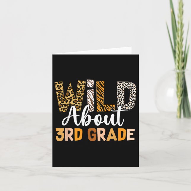 Jungle Theme Wild About 3rd Grade Back To School T Card (Front)