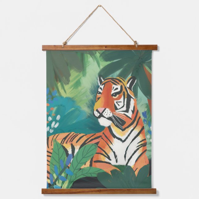 Jungle Tiger Art Print Hanging Tapestry (Front)
