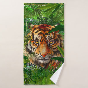 Jungle Tiger Bath Towel Set   Colourful Tiger Art