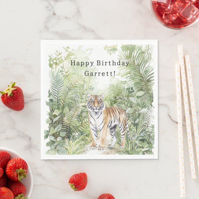 Jungle Tiger Birthday Napkin (Insitu)