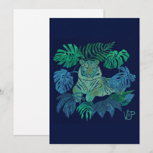 Jungle tiger blue invitation