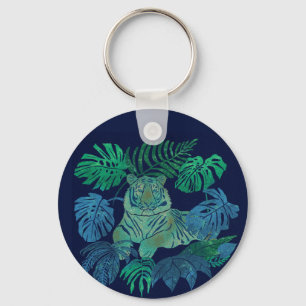 Jungle tiger blue keychain