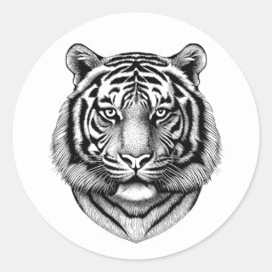 Jungle Tiger Face safari animal original nature Classic Round Sticker