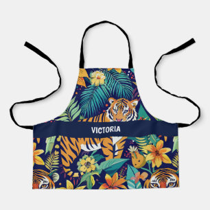 Jungle Tiger Floral Custom Pattern Apron