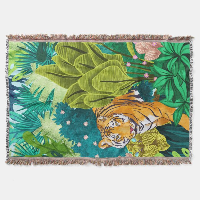 Jungle Tiger Throw Blanket (Front)