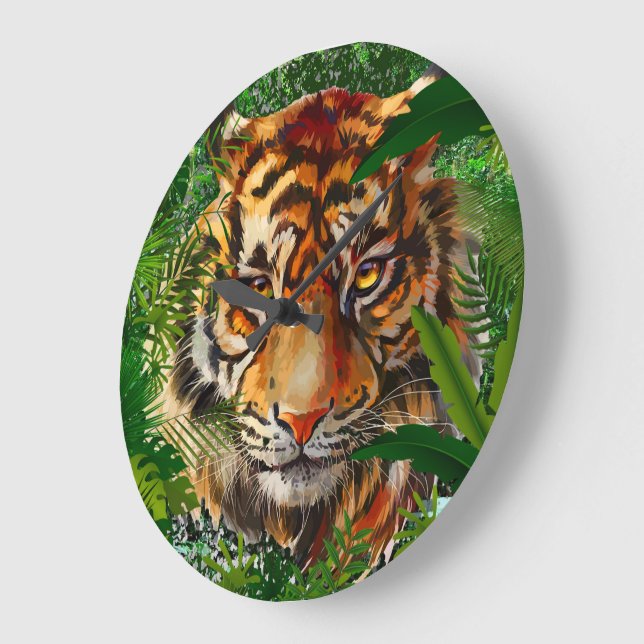 Jungle Tiger Wall Clock - Colourful Tiger Clock  (Angle)