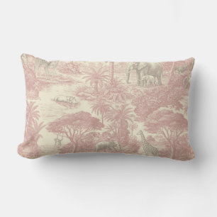 Jungle Toile Pattern Tropical Planner Lumbar Pillow
