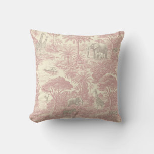 Jungle Toile Pattern Tropical Planner Throw Pillow