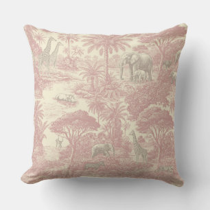 Jungle Toile Pattern Tropical Planner Throw Pillow
