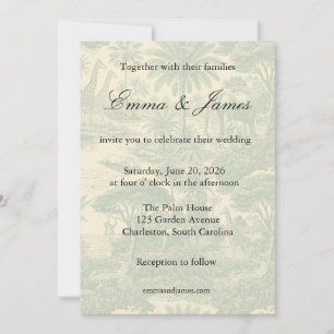 Jungle Toile Pattern Tropical Scenic Design Invitation