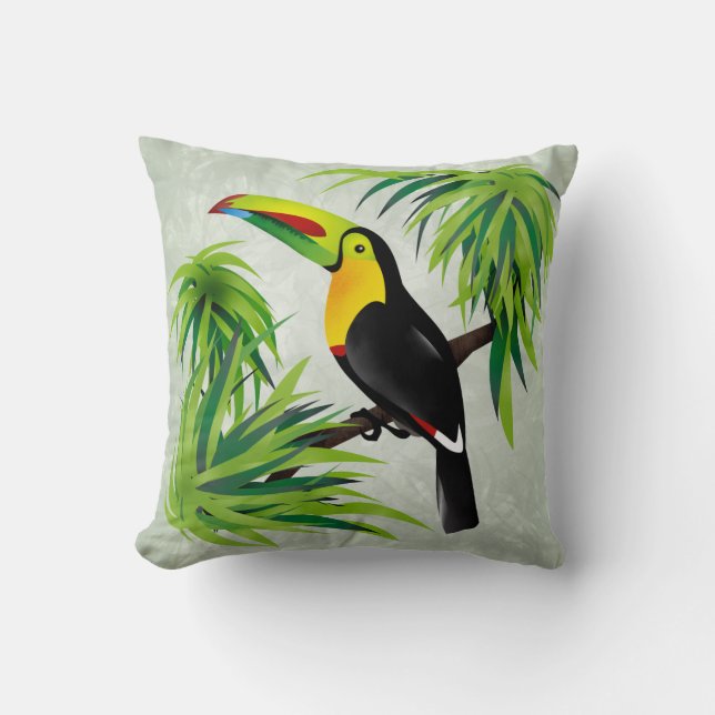 Jungle Toucan Throw Pillow (Front)